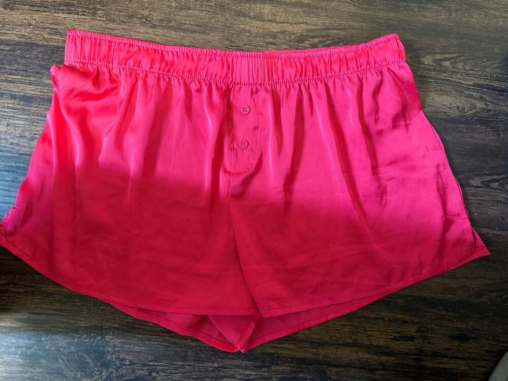 Juicy Couture Sleepwear Satin Rhinestone Logo Pajama Shorts Size XL Pink